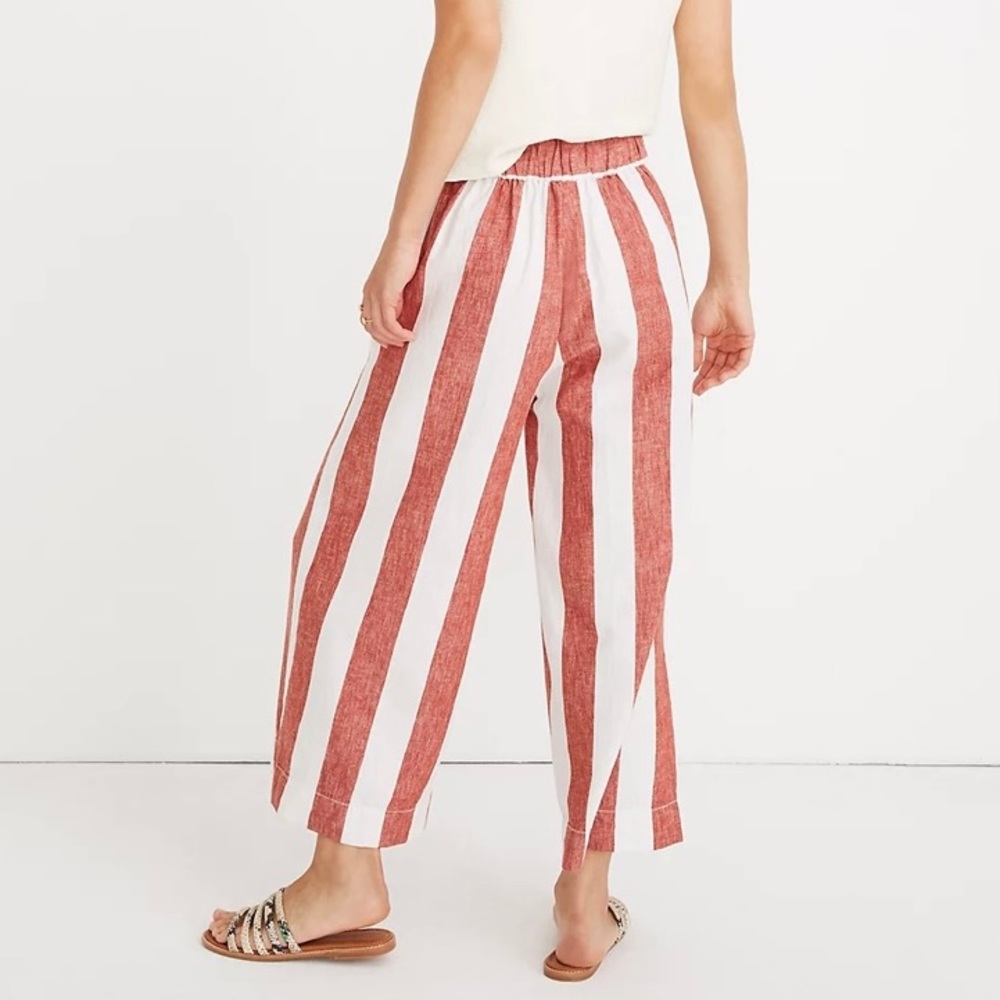 Madewell Like New Huston Pant Red & White Stripe Linen/Cotton Blend Sz Small